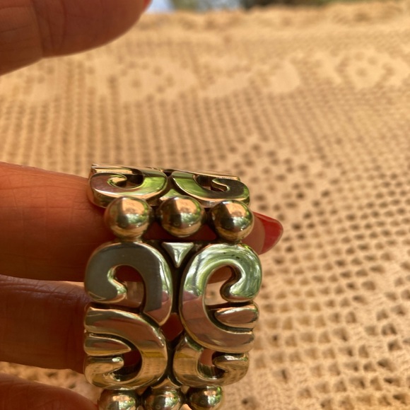 925 MEXICO bracelet Vintage Scrollwork unisex 1”wide, about 8.5” (outside) - Picture 8 of 8